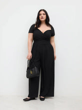 V-neck Ruched Straight Leg Jumpsuit Curve & Plus
