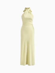 Backless Halter Neck Split Maxi Dress