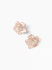 FLORAL & FAUX PEARL STUD EARRINGS