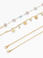 BUTTERFLY & RHINESTONE DECOR & FAUX CRYSTAL DOUBLE CHAIN WAIST NECKLACE