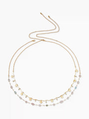 BUTTERFLY & RHINESTONE DECOR & FAUX CRYSTAL DOUBLE CHAIN WAIST NECKLACE