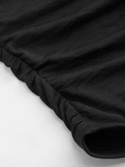 Asymmetrical Neck Ruched Lettuce Trim Tee