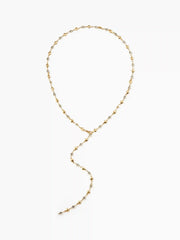 HEART & RHINESTONE Y SHAPED METALLIC CHAIN NECKLACE