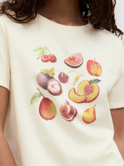 Cotton-blend Fruits Graphic Short Sleeve Tee