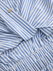 Cotton-blend Collar Striped Knotted Roll-up Sleeve Jumpsuit Curve & Plus