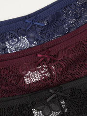 3pcs Lace Middle Waist Brief