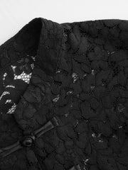 Lace High Neck Guipure Split Tank Top Curve & Plus