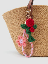 DOUBLE FLORAL WOVEN BAG CHARM