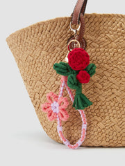 DOUBLE FLORAL WOVEN BAG CHARM