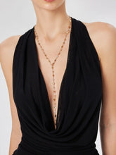 HEART & RHINESTONE Y SHAPED METALLIC CHAIN NECKLACE