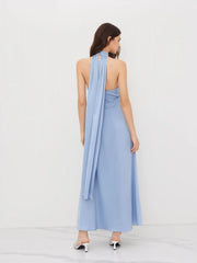 V-neck Halter Neckline Maxi Dress