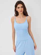 Built-in Bra U-neckline Cami Top & Mid Rise Wide Leg Trousers Loungewear Set