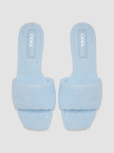 TERRY CLOTH & FAUX LEATHER SQUARE TOE SLIPPERS