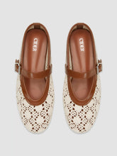 FLORAL WOVEN & FAUX LEATHER ADJUSTABLE STRAP FLATS