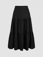 Cotton-blend Twist Crop Bandeau Top & Mid Rise Tiered Maxi Skirt Set