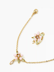 ZIRCON FLORAL & HEART RING & BRACELET SET