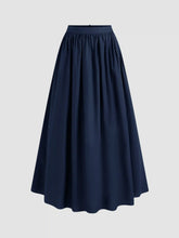 Cotton-blend Mid Rise Solid Ruffle Maxi Skirt