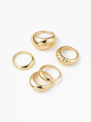 5PCS TWISTED & CROISSANT RING SET