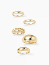 5PCS TWISTED & CROISSANT RING SET