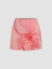 Mesh Low Rise Floral Micro Mini Skirt Curve & Plus