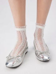 JACQUARD & LACE CREW SOCKS