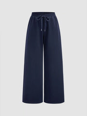Cotton-blend Hooded Wrap Top & Mid Rise Elastic Waist Trousers Set