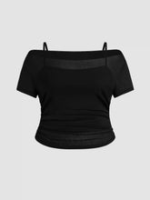 Off-shoulder Ruched Short Sleeve Tee & Cami Top Curve & Plus