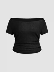 Off-shoulder Ruched Short Sleeve Tee & Cami Top Curve & Plus