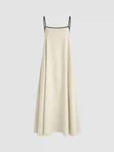 Linen-blend Square Neck Knotted Beaded Cami Maxi Dress