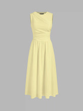 Round Neckline Ruched Maxi Dress