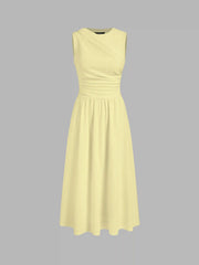 Round Neckline Ruched Maxi Dress