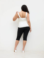 Cotton-blend Mid Rise Polka Dot Capri Leggings Curve & Plus