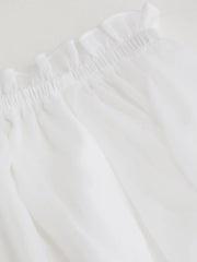 Off-shoulder Lantern Sleeve Asymmetrical Ruffle Hem Mini Dress