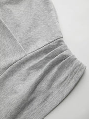 Cotton-blend Asymmetrical Neck Ruched Cinched Waist Sweatshirt