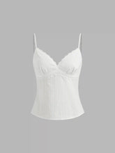 Cotton V-neck Lace Trim Cami Top