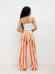 Cider Denim Low Rise Stripe Wide Leg Jeans