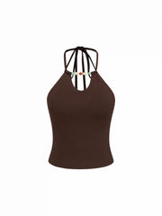 Halter Neckline Beaded Cami Top & Low Rise Drawstring Mini Skort Set