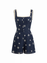 Square Neck Floral Lace Trim Romper