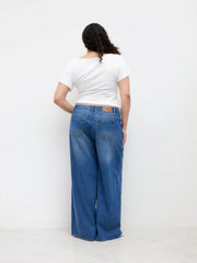 Cotton-blend Boat Neck Ruched Asymmetrical Hem Tee Curve & Plus