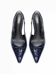 BOWKNOT POINTED TOE SLINGBACK HEELS