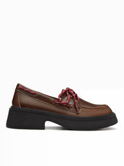 LACE-UP CHUNKY HEELED LOAFERS