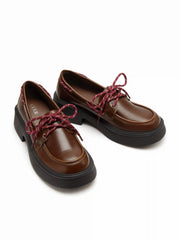 LACE-UP CHUNKY HEELED LOAFERS