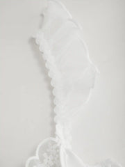 Lace Sweetheart Cut Out Ruffle Trim Top With Thong Set