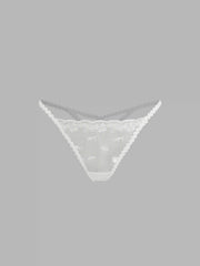 Lace Sweetheart Cut Out Ruffle Trim Top With Thong Set