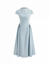 High Neck Ruffle Zipper Midi Dress