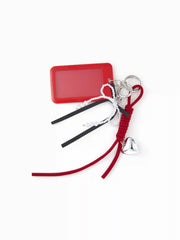 FAUX PEARL & BOWKNOT & HEART CARD HOLDER KEYCHAIN