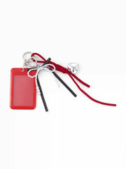 FAUX PEARL & BOWKNOT & HEART CARD HOLDER KEYCHAIN
