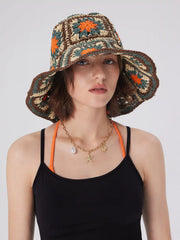 FLOWER WOVEN BUCKET HAT