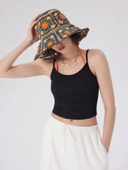 FLOWER WOVEN BUCKET HAT