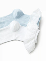 2 PAIRS BOWKNOT & LACE TRIM ANKLE SOCKS SET